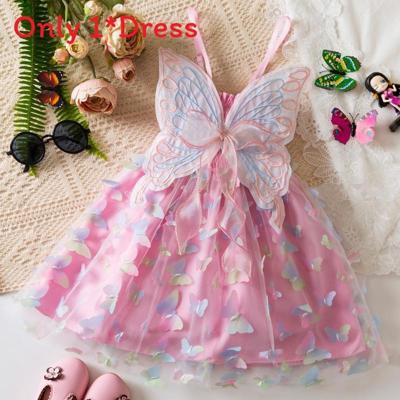 Butterfly Princess Dress For Girls With Cotton Blend Fabric Summer Child Gown