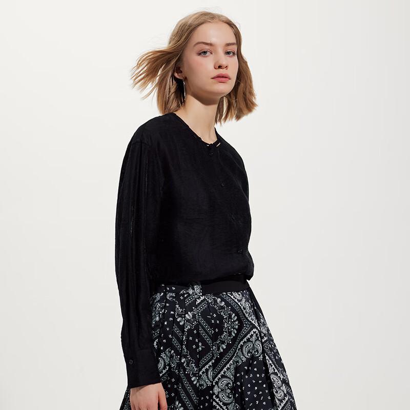 Designed Tencel Blend Long-Sleeve Blouse M