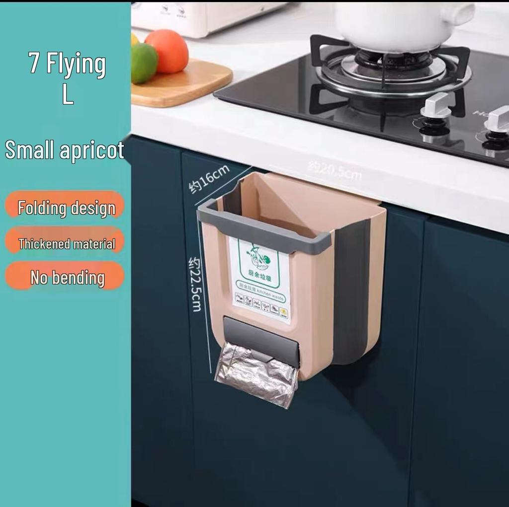 Foldable Wall-Mounted Kitchen Trash Bin: Hanging Hygiene Bucket for Cabinet Doors