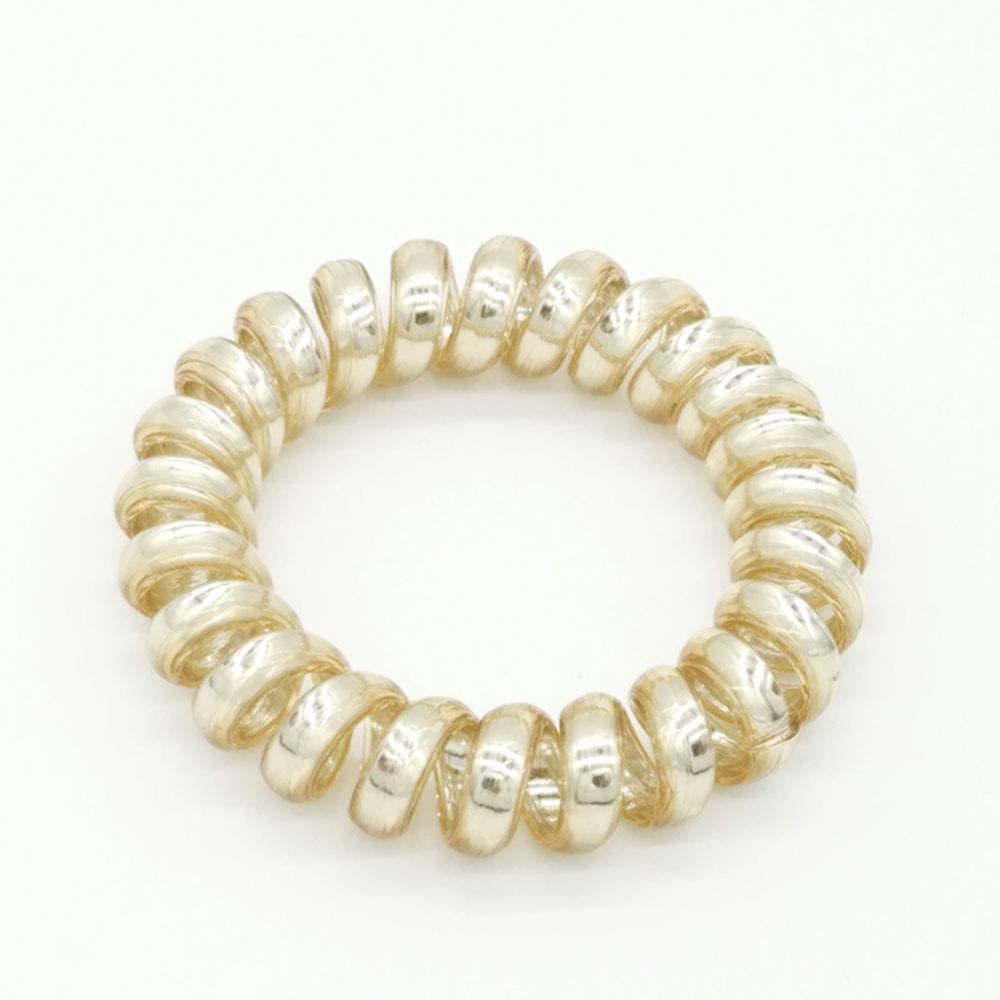 Four High Elastic Metal Shiny Silver Telephone Wire Hair Rings Are Exquisite And Convenient For Daily Hair Curling