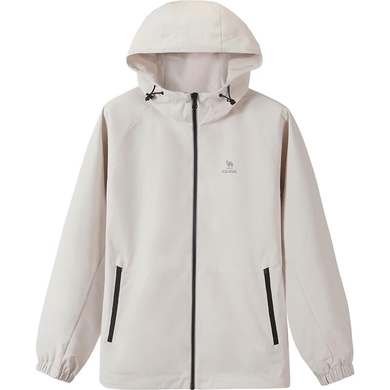 Camel Water-Repellent Hooded Windbreaker Jacket