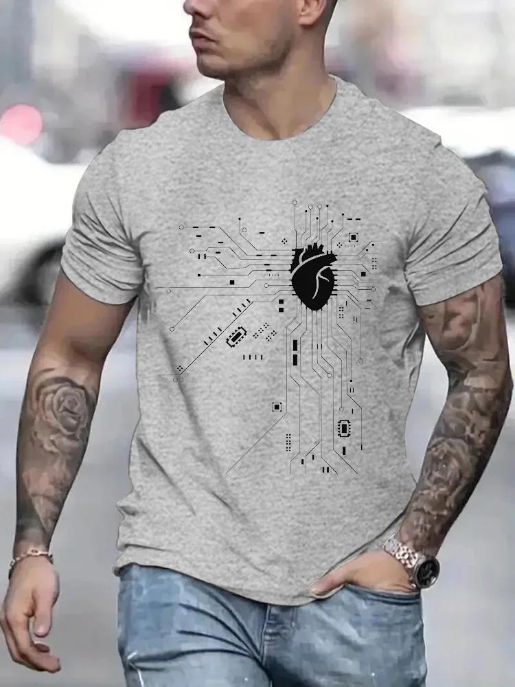 CPU Processor Circuit Diagram T Shirt Men Summer T-shirt Circuit Board Funny Men's Tops Fashion Tees Homme Brand Unisex Clothes
