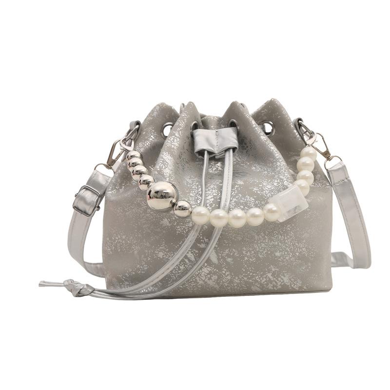 Large Capacity Bag Fashion Pearl Handbag Texture Pu Shoulder Bag Niche Versatile Bucket Bag