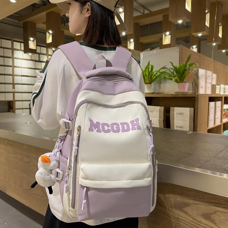 New American Retro Fashion Backpack Trend Letter Student Schoolbag Simple Versatile Large Capacity Campus Backpack