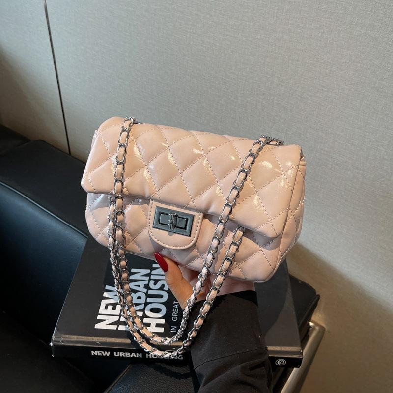 Fashion diamond chain small square bag new high-end simple shoulder bag trendy versatile messenger bag