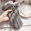 Luvas Quentes de Camurça Outono Inverno Mais Veludo Espessado Pelúcia Decorativa Punho Luvas Outdoor À Prova de Frio Touchscreen Ciclismo Esqui