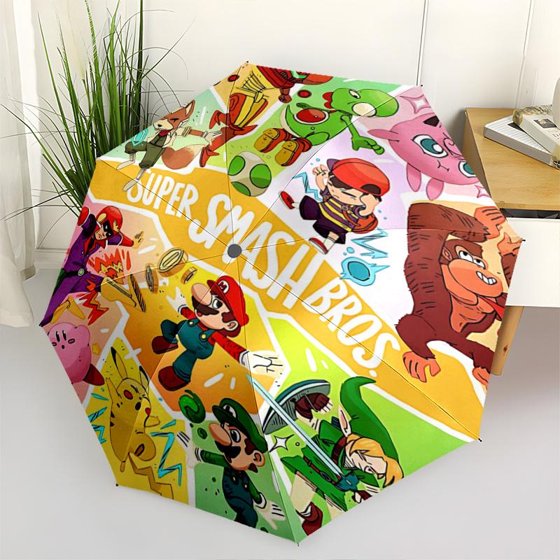 1pc Super Smash Bros. Characters Automatic Open/CloseCartoon Umbrella, Portable Compact Umbrella for Men & Women G092