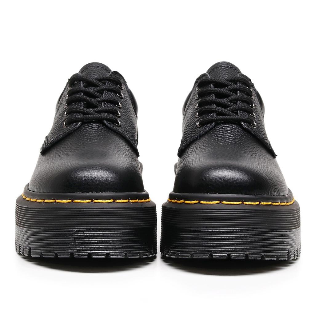 Hole thick-soled small leather shoes women's low-top first-layer cowhide lychee pattern British casual student muffin bottom short boots