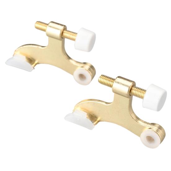 2Pcs Door Stopper Satin Nickel Adjustable Easy-installation with White Rubber Bumper Tips Durable Hinge Pin Door Stop