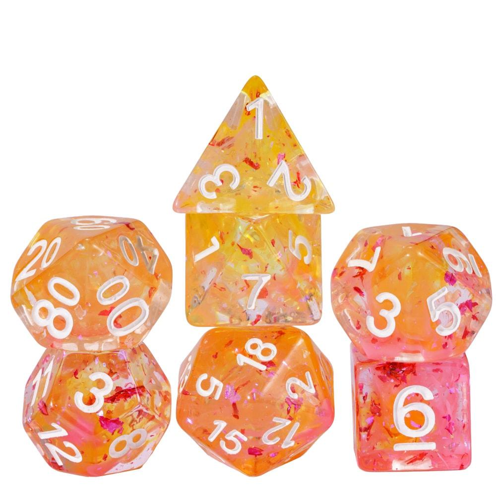 Cusdie Gold Foil DND Dice Set 7Pcs D&D Dice D4 D6 D8 D10 D% D12 D20 Polyhedral Game Dices for Role Playing Board Games