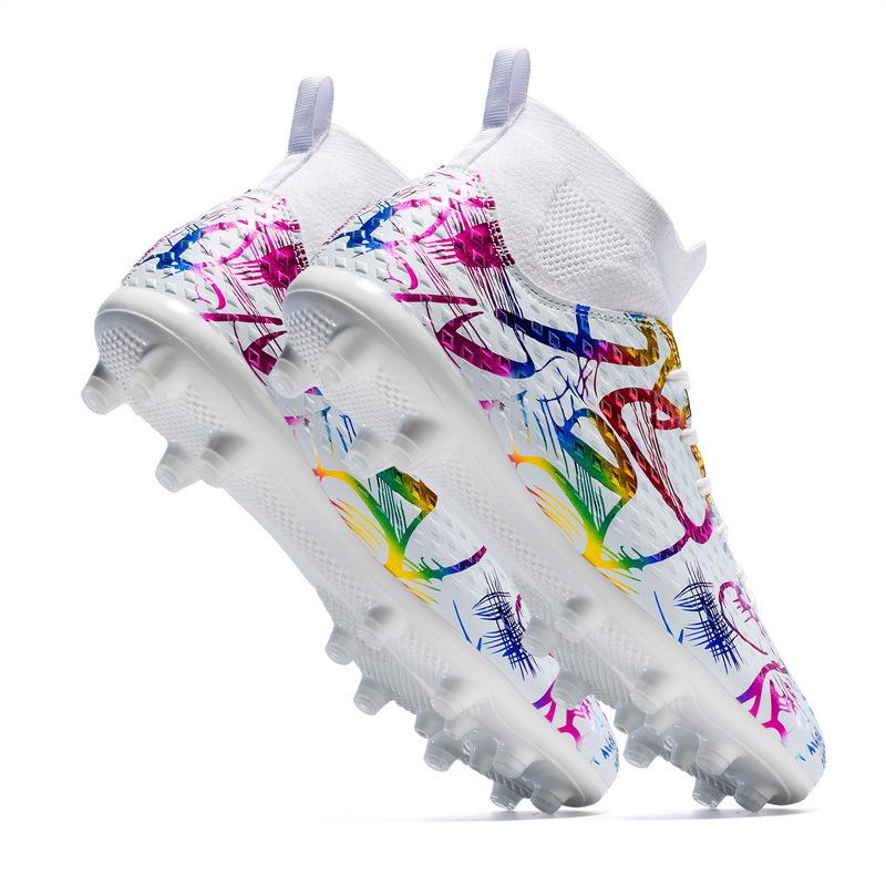 High-top football shoes children teenagers students adult men and women spikes leather training shoes sports shoes