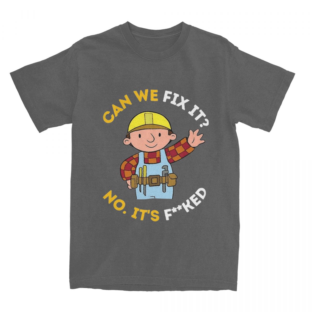 The best product for you Kunnen We Het Maken Grappig Klusjesman T-shirt Strand Bob de Bouwer Y2K T-shirts Puur Katoenen T-shirt Voor Heren Korte Mouwen T-shirts XXXXL donkergrijze kleur
