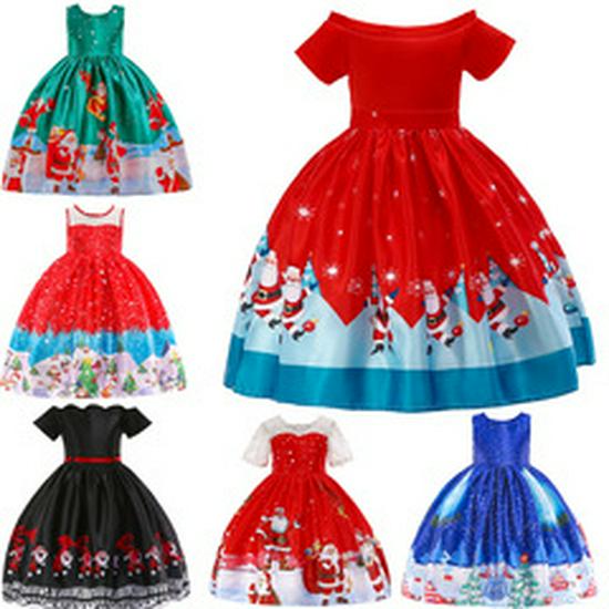 European & American Christmas Girl's Sequin Mesh Princess Dress - Long Evening & Birthday Gown