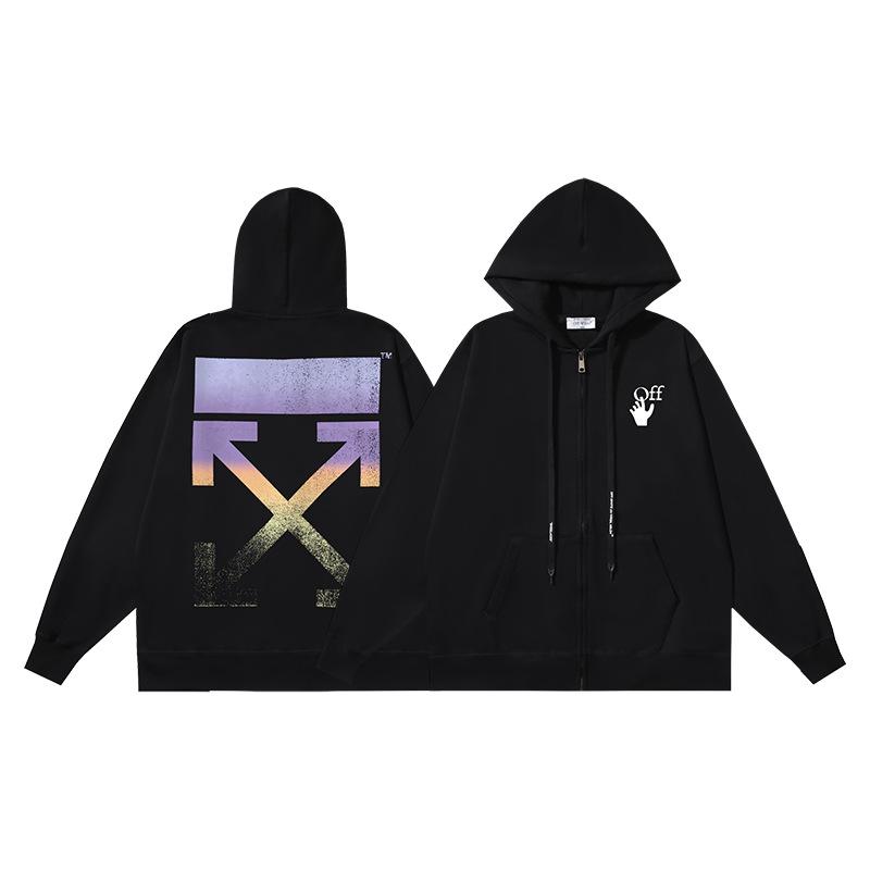 1029 Off-White 2026 Autumn New Gradient Arrow Pattern Printed Men's and Women's Zipper Hoodie
