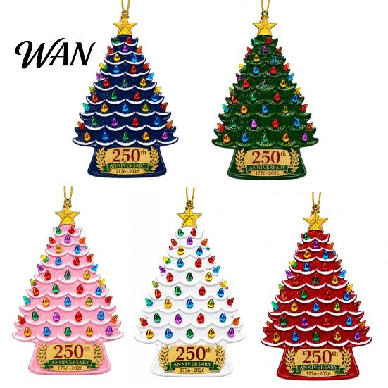 Personalized Xmas Gifts 5 Pcs 2D Flat 250 Anniversary USA Christmas Tree Ornament, Year Acrylic Ornaments of America 1776-2026 Patriotic Hanging