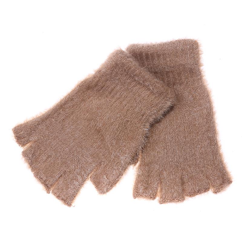Winter Fingerless Gloves for Women Men Thermal Mink Fur Touchscreen Half Finger Gloves for Cold Weather