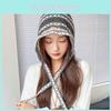 Fashionable Black And White Striped Hollow Knitted Hat For Spring Wear Summer