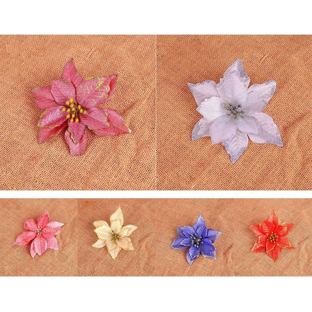 Shiny Artificial Poinsettia Flowers 524PCS for Christmas Decoration