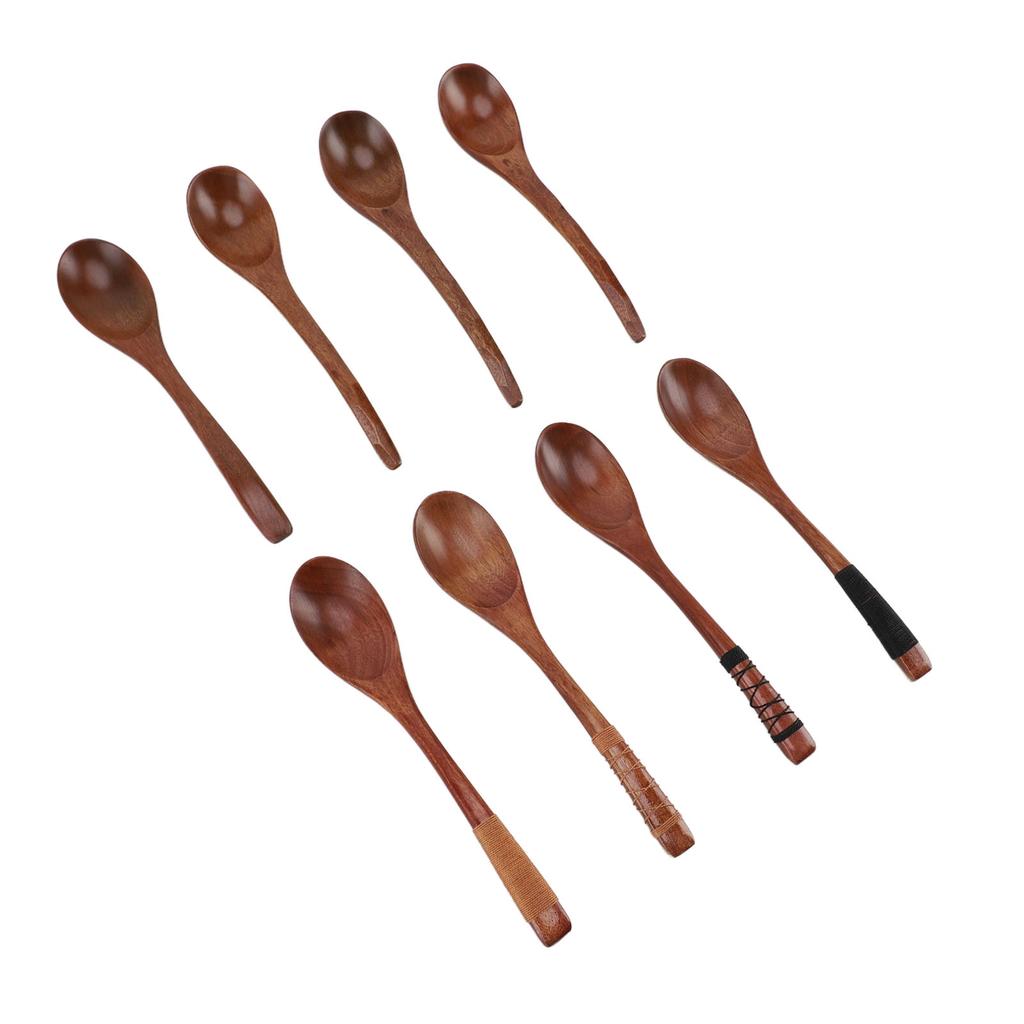 Wood Soup Spoons Japanese Style Wooden Spoon Set Kitchen Utensil for Eating Cooking Mixing Stirring Set 2