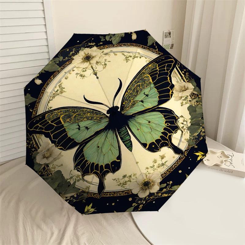 

1pc Butterfly Flowers Automatic Open/Close Umbrella with Windproof, 8-Rib Sturdy Canopy, Durable Ribs, Fashionable Design1183A