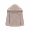Women's Eco-Friendly Faux Fox Fur Lapel Coat - Short, Loose Fit for Winter 2025.