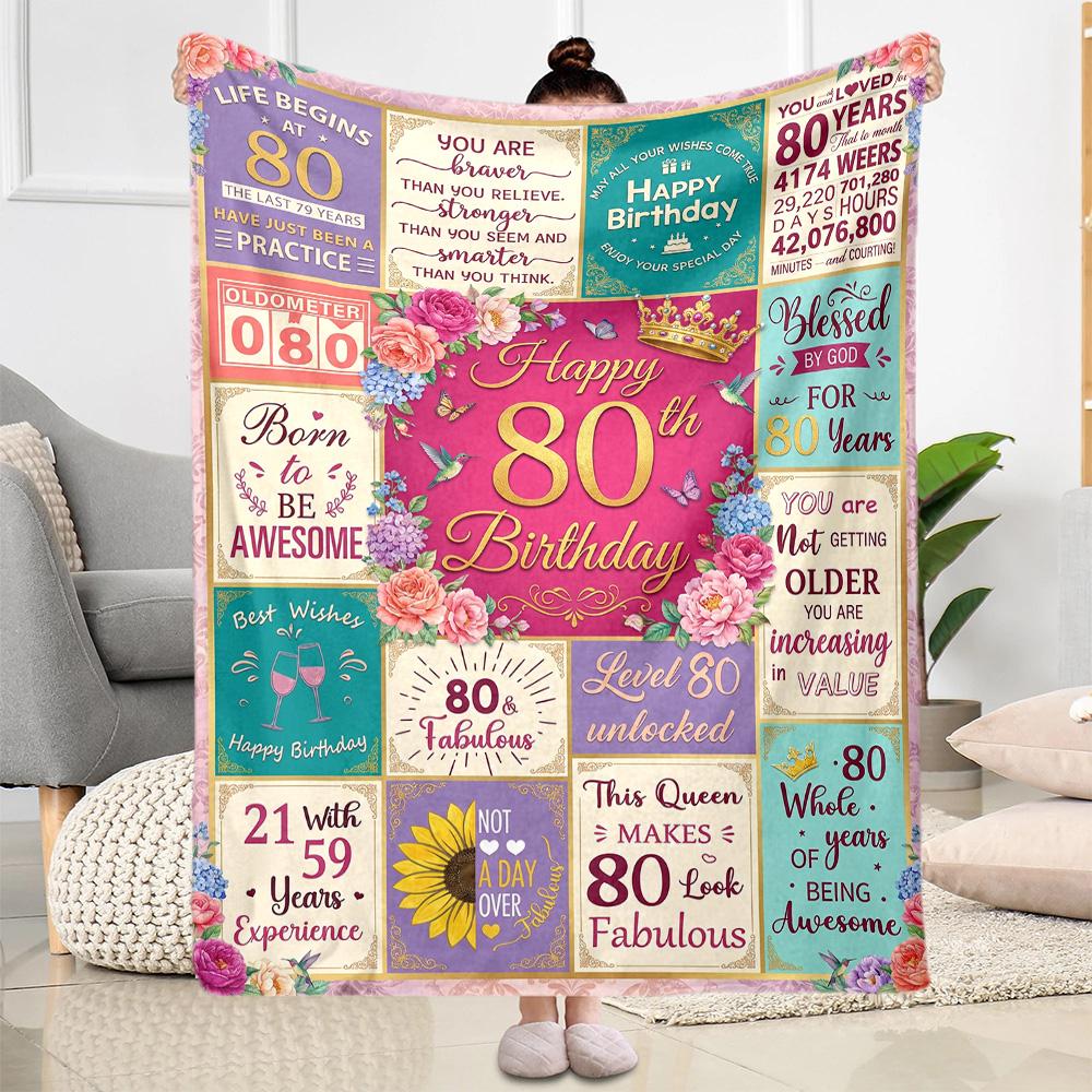 Celebrating 80 Years Of Excellence Flannel Blanket-Soft and Suitable for Sofas,Beds,Offices,Travel,All Seasons,Great Gift for Holidays and Birthdays.