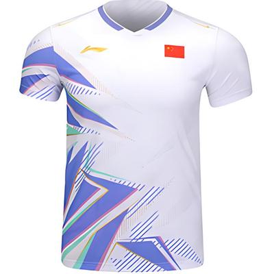 Li Ning Бадмінтон Серія Логотип Повсякденна Зручна Футболка з Круглим Вирізом Спортивна Змагальна з Коротким Рукавом Унісекс Футболка AAYU133-5