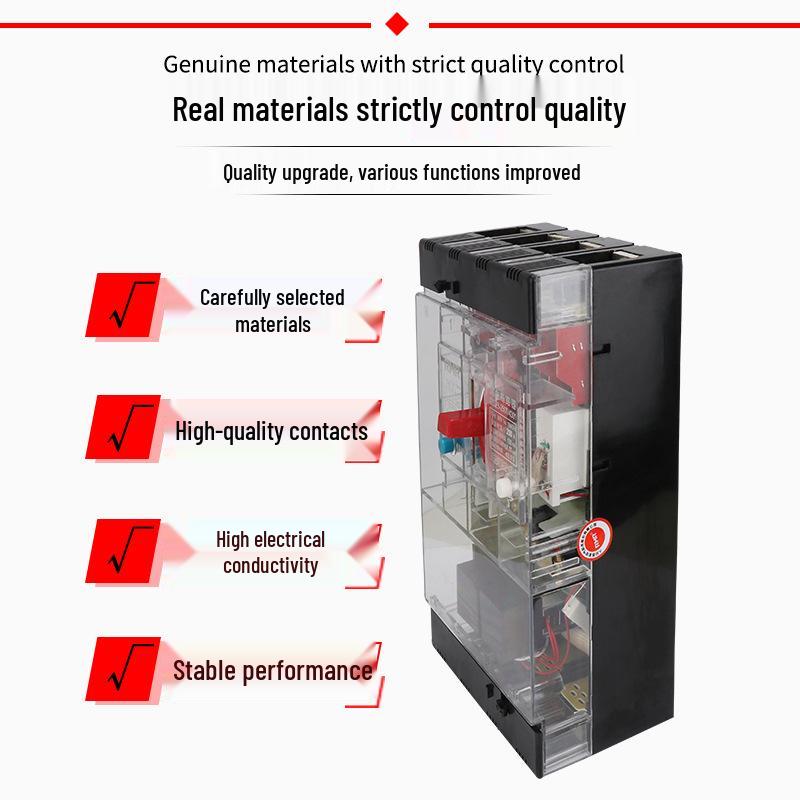 Transparent Anti-Shock DZL25 Circuit Breaker: Three-Phase, Four-Wire, Copper Terminal, Leakage Protection, 160A/250A