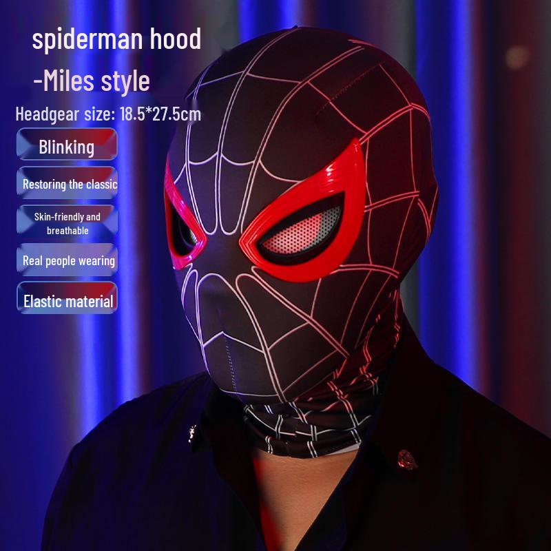 Remote-Control Spider-Man Mask with Blinking Eyes and Lights for Cosplay