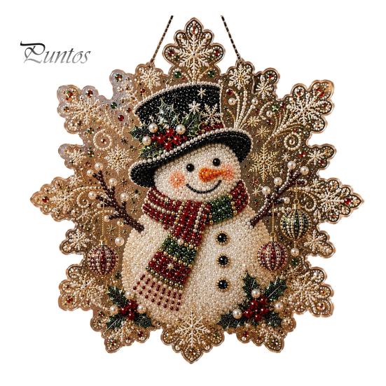 Festive Home Decor Accents Christmas Faux Pearl Art Hanging Ornament Kit, DIY Beads Painting Craft Kits for Adults Suncatcher, Snowflake Shape Acrylic
