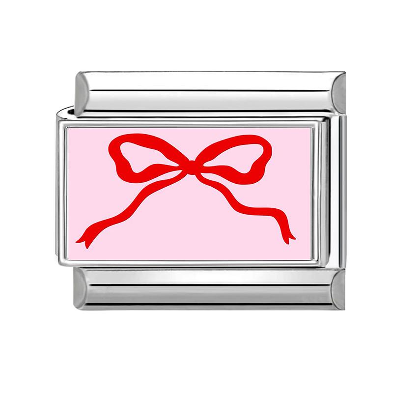 Y2K Pink Series Sweet Love Cherry Strawberry Flower Cat Italian Charm Links 9mm Bracelets Bangle Stainless Steel DIY Making Gift