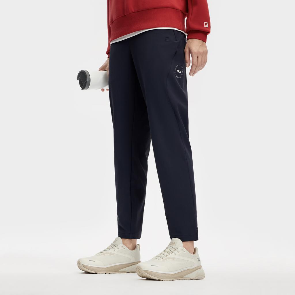 FILA Solid Color Straight Leg Fitness Woven Knitted Sports Pants Women bottoms Deep-Blue A11W411801F-NV