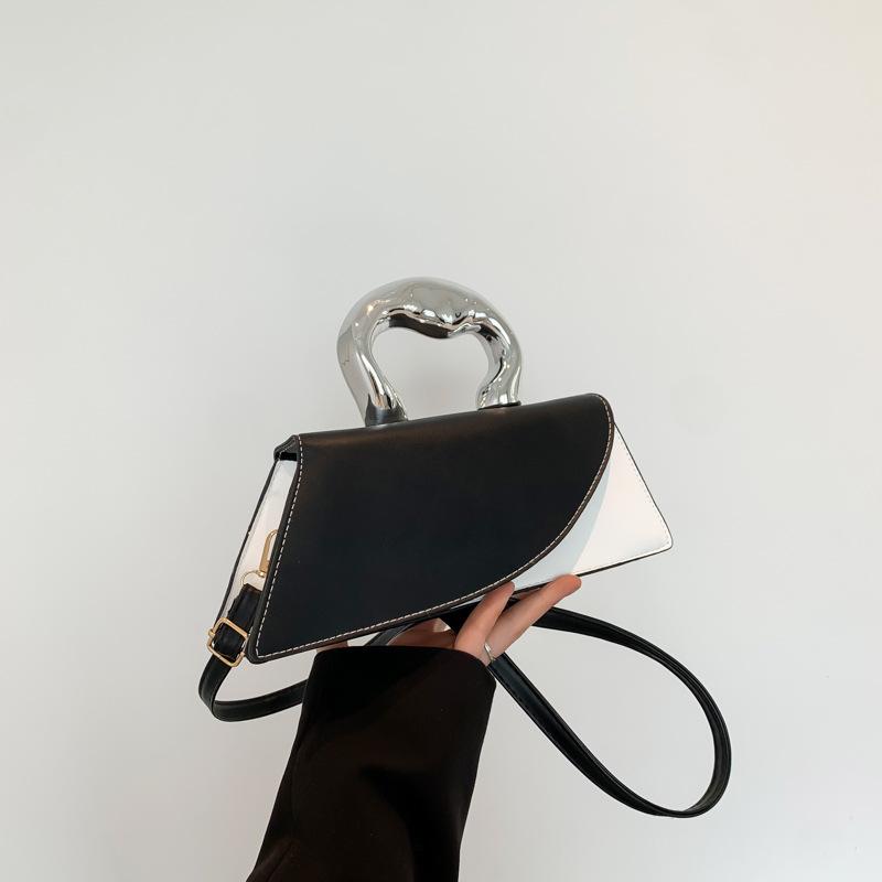 Color Matching New Fashion Texture 225 Contrasting Colors Spring Casual Simple Messenger Metal Portable Small Square Bag Woman