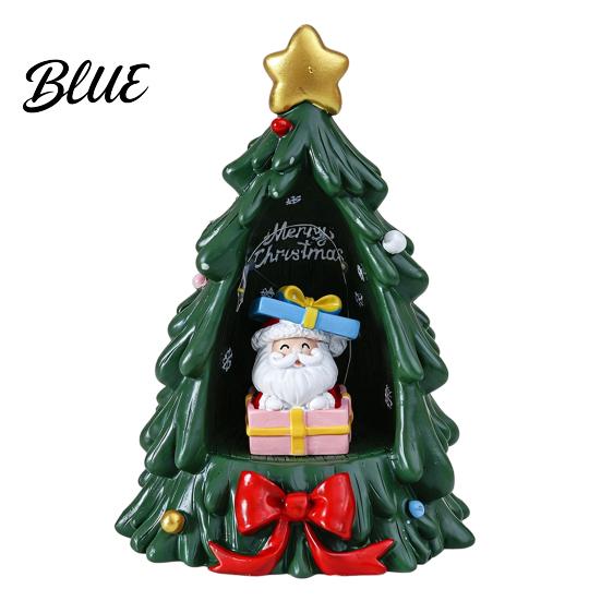 Lighted Resin Ornament Festive Tabletop with Warm Christmas Tree for Desk LED Lights Decor Holiday
