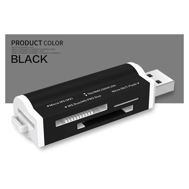 Leitor de cartão de memória multifuncional USB 2.0 de alta velocidade para T-Flash MMC Sdhc MS Pro Duo Tf M2 Memory Stick