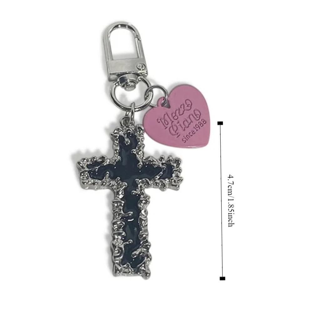 Irregular Gothic Y2K Lava Thorn Keyring Heart Cross Love Keychain  Couple Gift