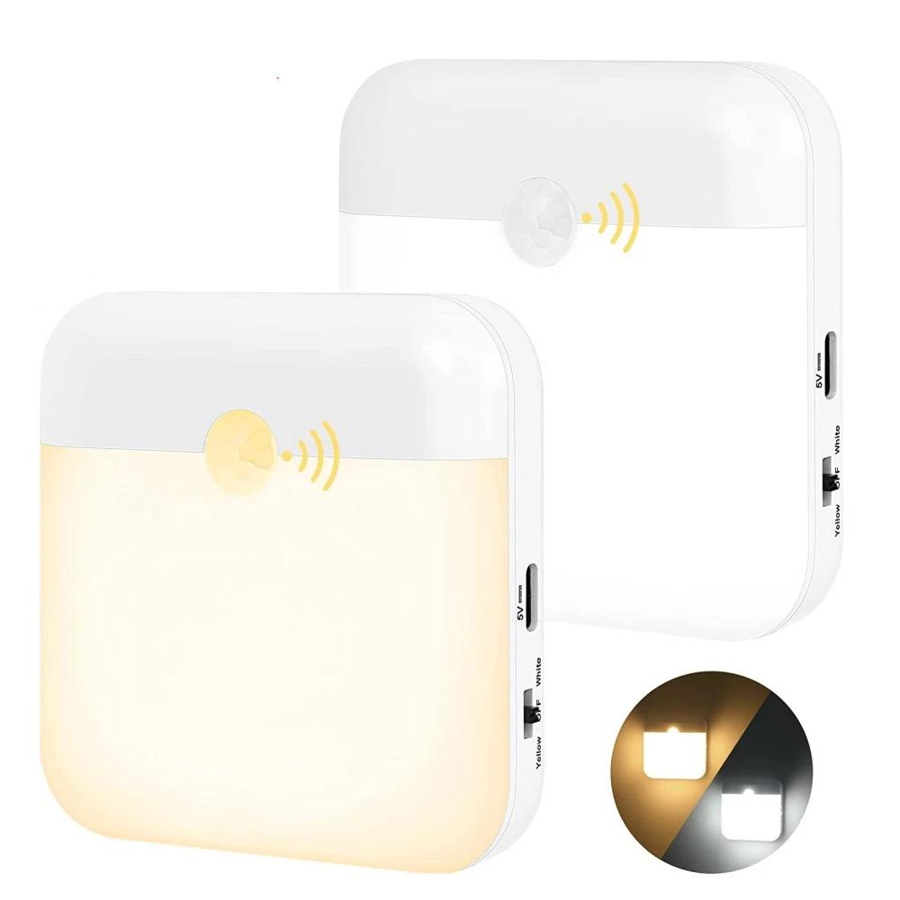 Motion Sensor Led Night Light Usb Charging Square Lamp for Bedroom Kitchen Stair Hallway Wardrobe Cupboard Lighting