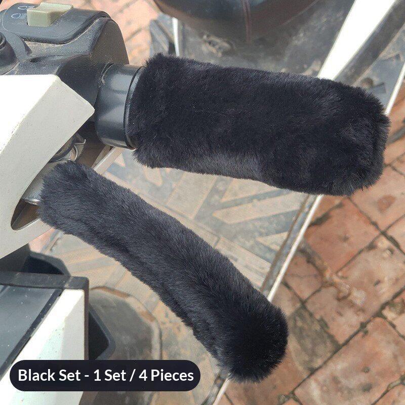 Simulated Plush Winter Motorbike Handle Grip Glove Warm Windproof Universal Cover for Scooter E-bike Daily Riding Use