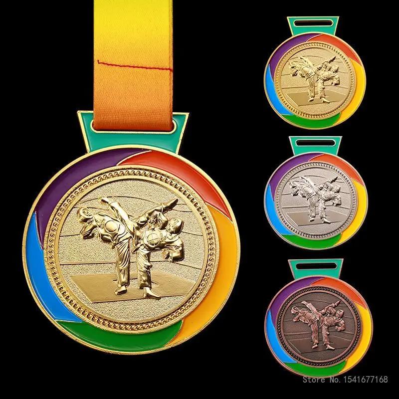 Customized Taekwondo Medal Tag, Gold Silver Bronze, Zinc Alloy, School Sports Competition, Creative Souvenir, 1Pc