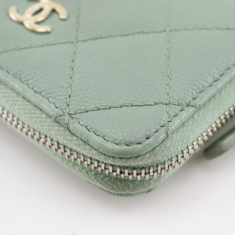 Chanel Matelasse Coin Purse AP0216 Zip Coin Purse Classic Gold Caviar Skin Women Used