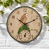 Gartenwanduhr für drinnen/draußen 12 Zoll Vintage Harzuhr mit Thermometer