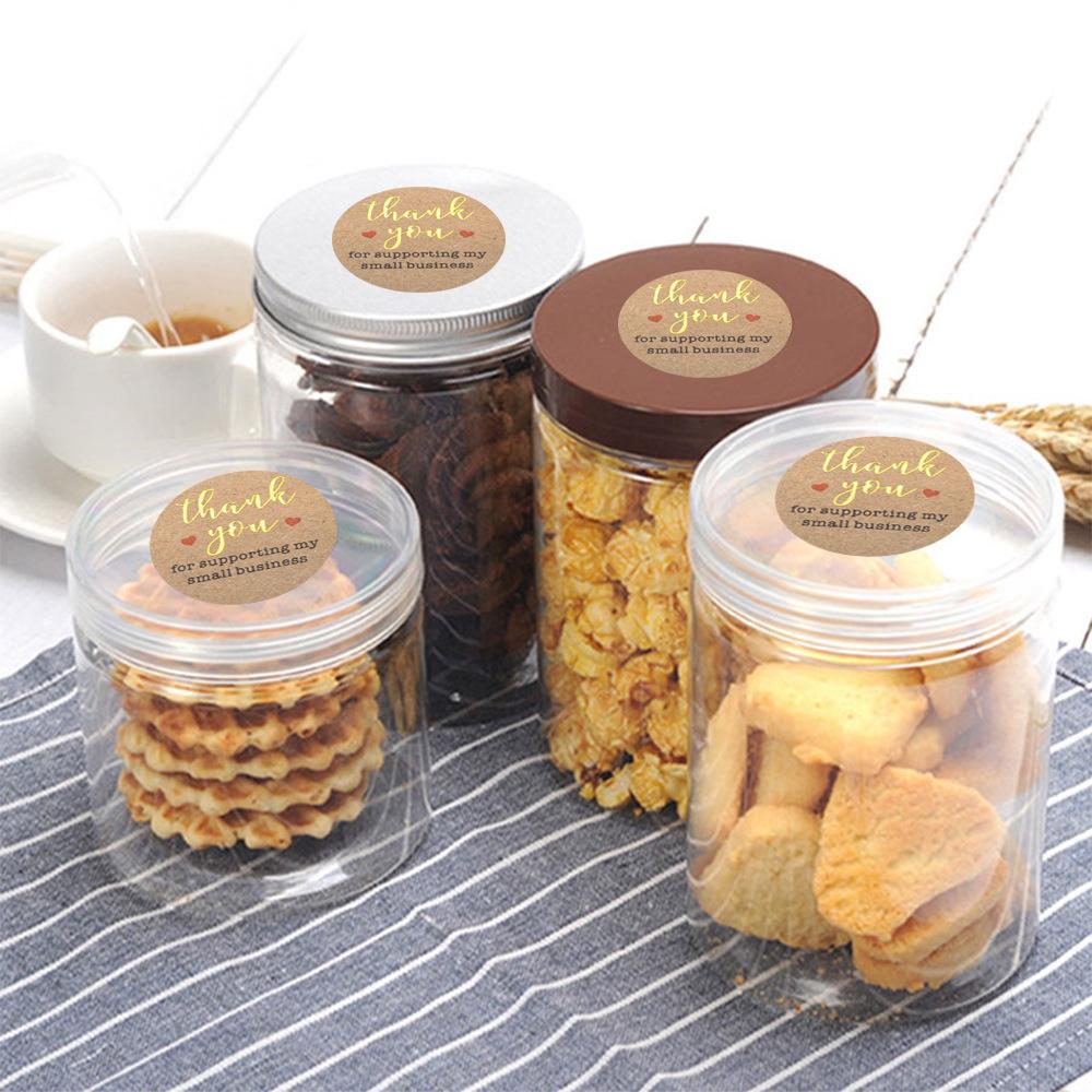 500PCS Round Labels Kraft Paper Thank You Sticker Dragees Candy Bag Flower Gift Box Cake Boxes and Packaging Wedding Stickers