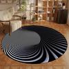 Optical Illusion Spiral Round Rug Black White Modern Art Flannel Floor Mat for Living Room Office Gaming Room Visual DepthDesign