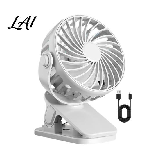Nízkohlučný přenosný ventilátor s klipem, vestavěné noční světlo, nastavitelná 3 rychlostní, USB dobíjecí, stolní s 720° rotací, tichý, osobní