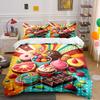 Colorful Dessert Party Decor Set Soft Comfortable Duvet Cover Bedding Set Included 1*Duvet Cover & 2*Pillowcases, Gift