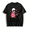 My Cat Never Broke My Heart Skeleton Hug Cat Tee Pure Cotton T-shirt