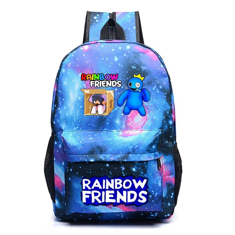 Rainbow Friends Cartoon School Backpack Kids Boys Girls Lightweight Oxford Fabric Bookbag With Ergonomic Shoulder Straps