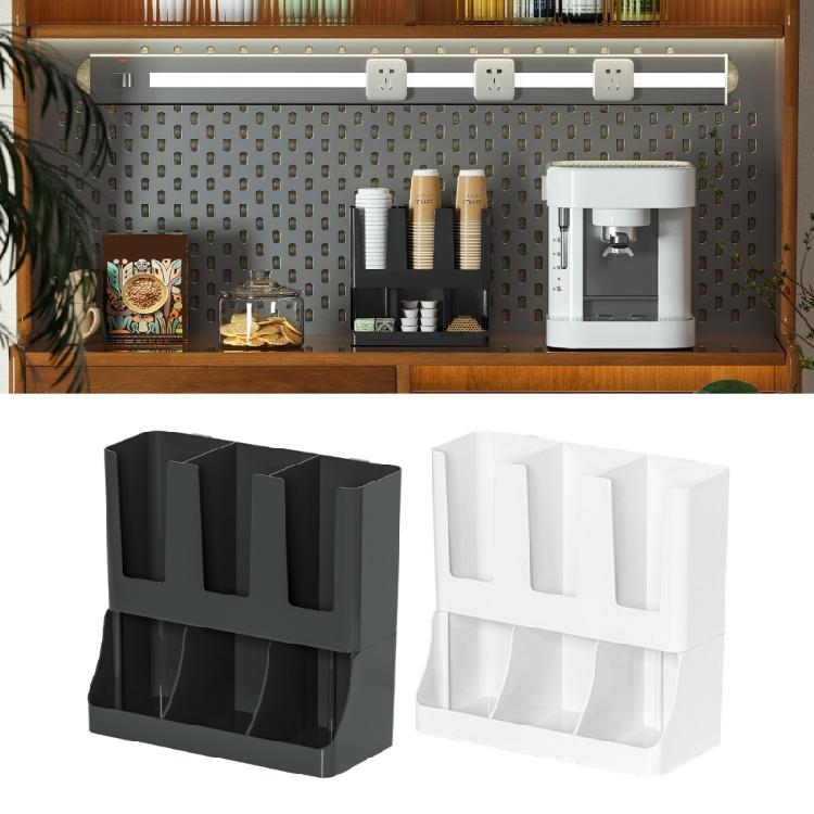 Modern Cup Storage Solution Multilayer Shelf With Open Front Design For Family And Commercial Use