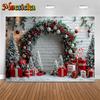 Mocsicka Merry Christmas Background Photography Shooting Props Xmas Tree Snow Gifts Decors Children Adult Family Party Backdrops