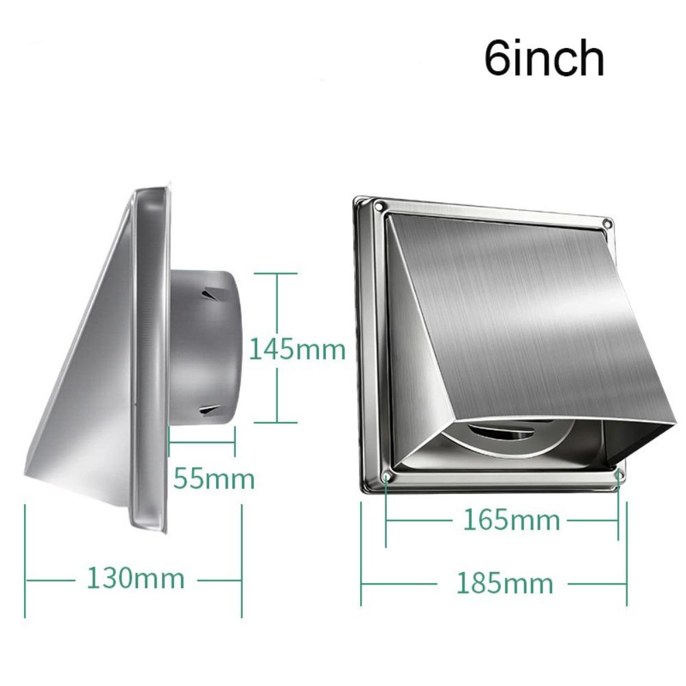 Durable Stainless Steel Dryer Vent Cover Waterproof Square Wall Exhaust Cover Round Duct Ventilation Cover Building Ventilation